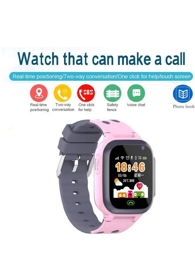 Kids Smart Watch with Calling Feature – Waterproof Watch Phone for Children, Support SIM Card, One-Button Speed Dial, Voice Call, HD Touch Screen, Security Positioning, Ideal for Kids & Students - Pink