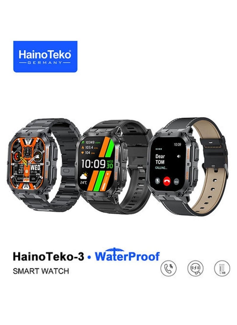 Smart Watch with 3 Pairs of Interchangeable Straps – Fitness Tracker, Heart Rate Monitor, Sleep Tracker, Waterproof, Touchscreen Display – Stylish Smart Watch for Men and Women