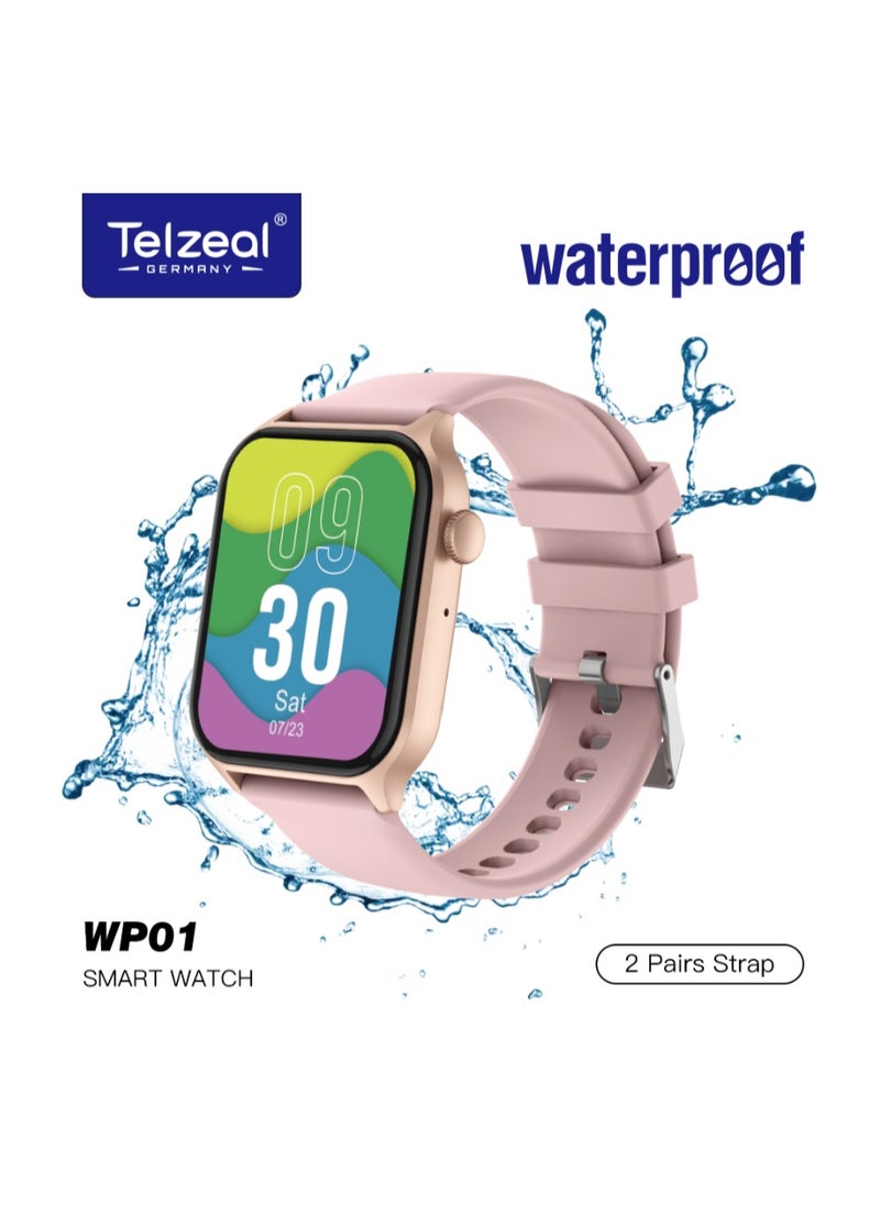 Telzeal WP01 Waterproof Smart Watch – Fitness Tracker with 2 Straps & Full Touch Display