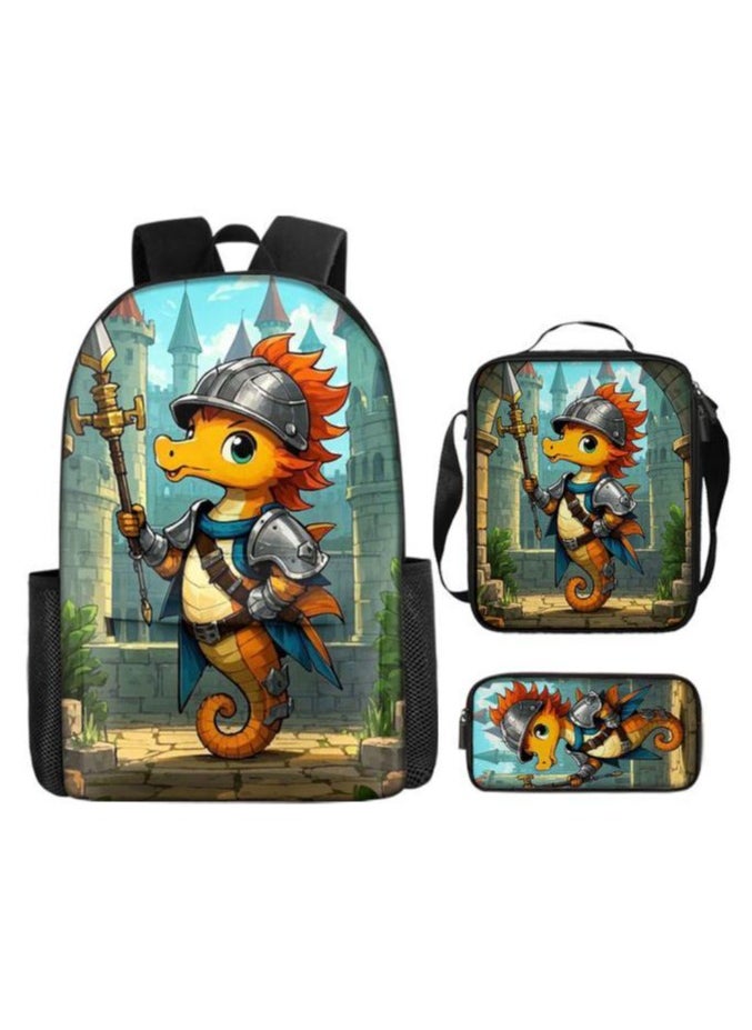 The latest universal cartoon new three-piece schoolbag (for students, teenagers, children)