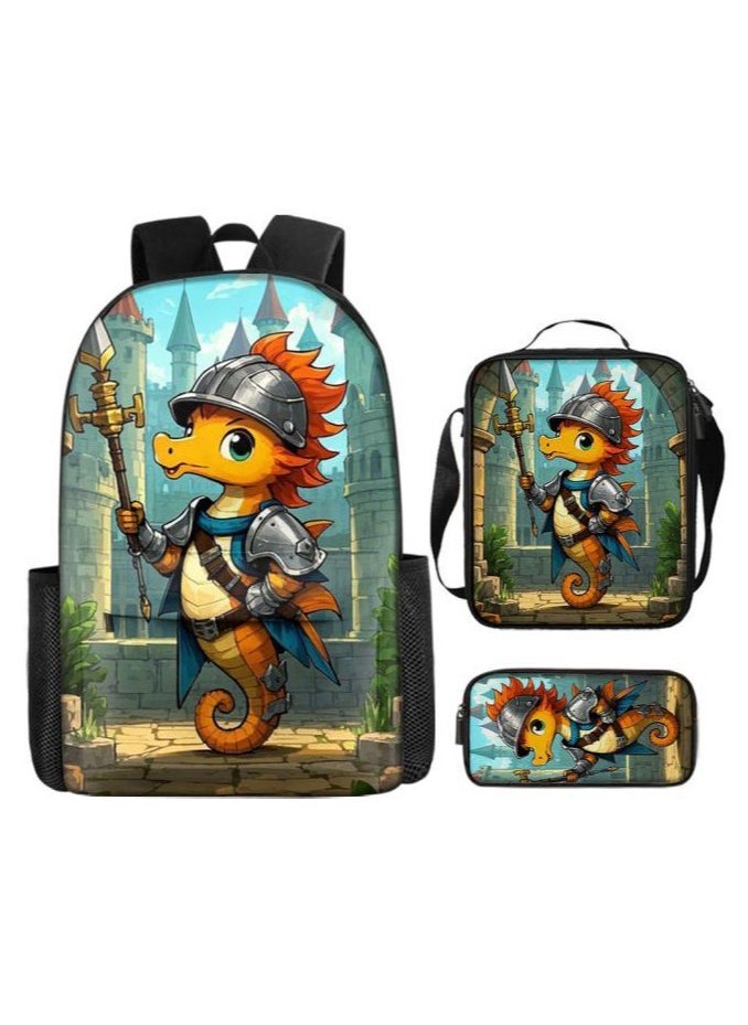 The latest universal cartoon new three-piece schoolbag (for students, teenagers, children)
