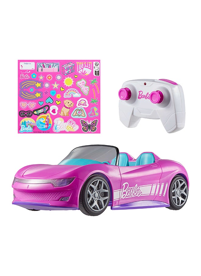 Barbie RC Toy Car, Remote-Control Pink Convertible, Can Hold 2 Barbie Fashion Dolls And Trunk Opens For Storage, Sticker Sheet For Customizing