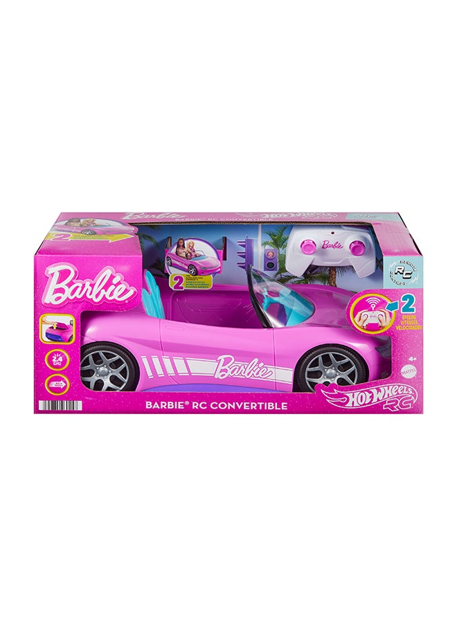 Barbie RC Toy Car, Remote-Control Pink Convertible, Can Hold 2 Barbie Fashion Dolls And Trunk Opens For Storage, Sticker Sheet For Customizing