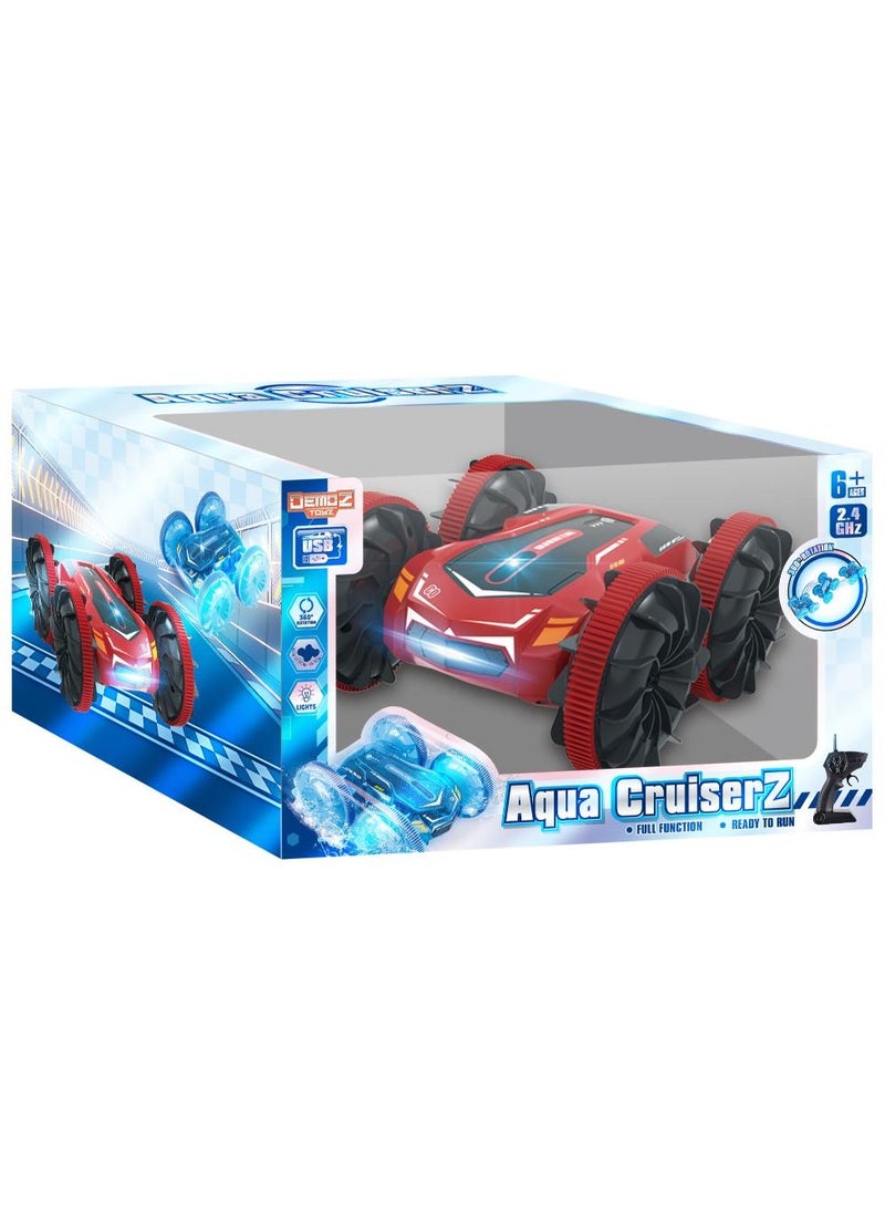 Demoz Remote Control Aqua Cruiser 4wd 2.4G with Light, Assorted 1 Piece (Style & Color May Vary) | Stunt Car for Water and Land | Stunt Vehicle with 360-degrees Flips and Stunts | Gift for Kids