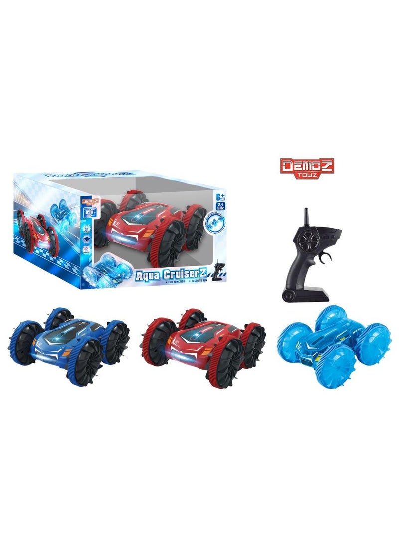 Demoz Remote Control Aqua Cruiser 4wd 2.4G with Light, Assorted 1 Piece (Style & Color May Vary) | Stunt Car for Water and Land | Stunt Vehicle with 360-degrees Flips and Stunts | Gift for Kids