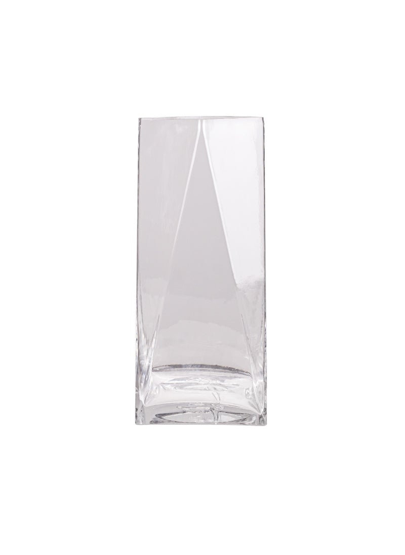 Gulf Flowers Pyramid Glass Vase – 13cm x H30cm Tall Transparent Decorative Vase for Home Decor, Floral Arrangements, Wedding Centerpieces, and Modern Interior Styling