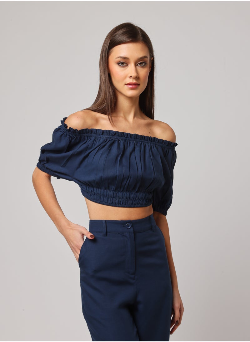 Ashita Fernandes Umang Trousers – Relaxed Tailored Fit, Breathable Linen-Lyocell Blend, Deep Navy Blue