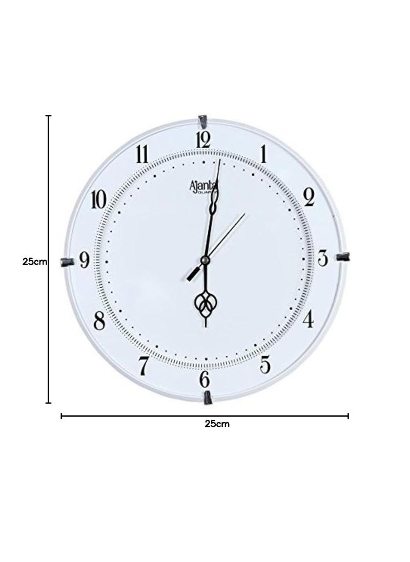 Ajanta Quartz Plastic Wall Clock with Round Dial Shape 897 White for Office and Home