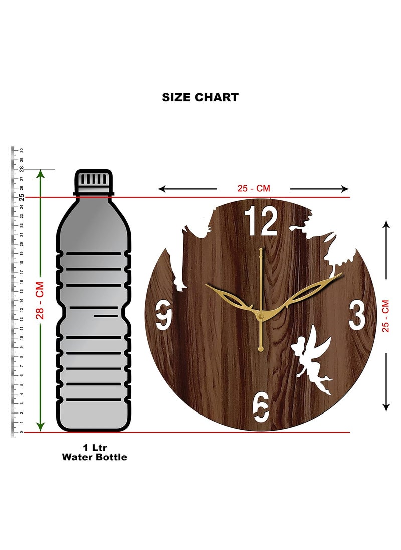 VPK Wooden Analog Round Wall Clock Small Size 10 Inch, 25 X 25 cm Wenge-08