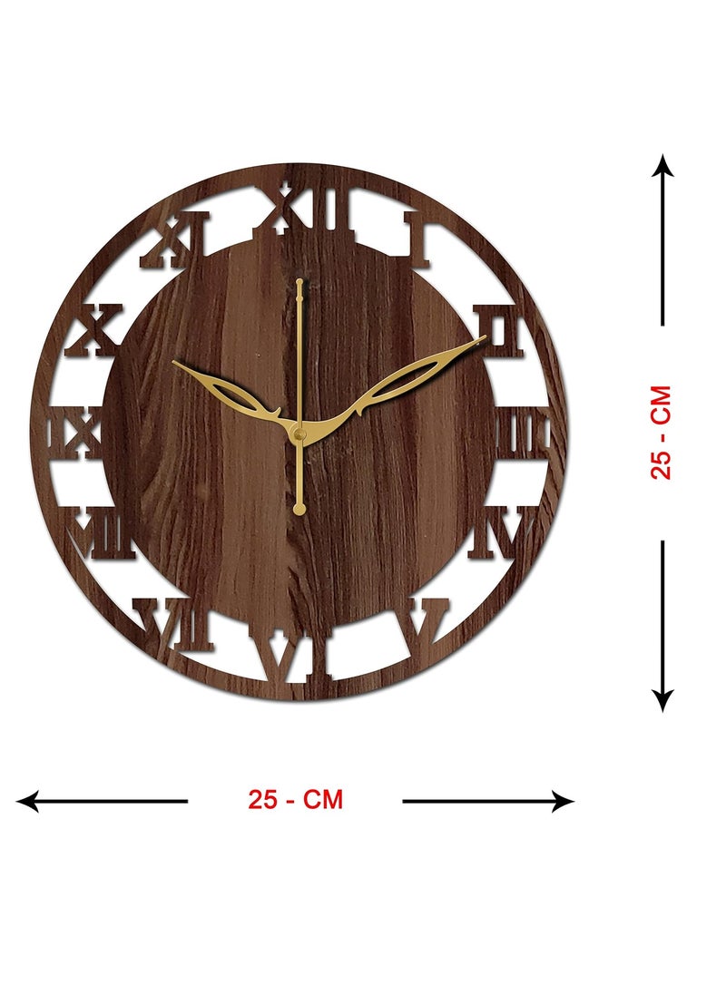 VPK Wooden Analog Round Wall Clock Small Size 10 Inch, 25 X 25 cm Wenge-06