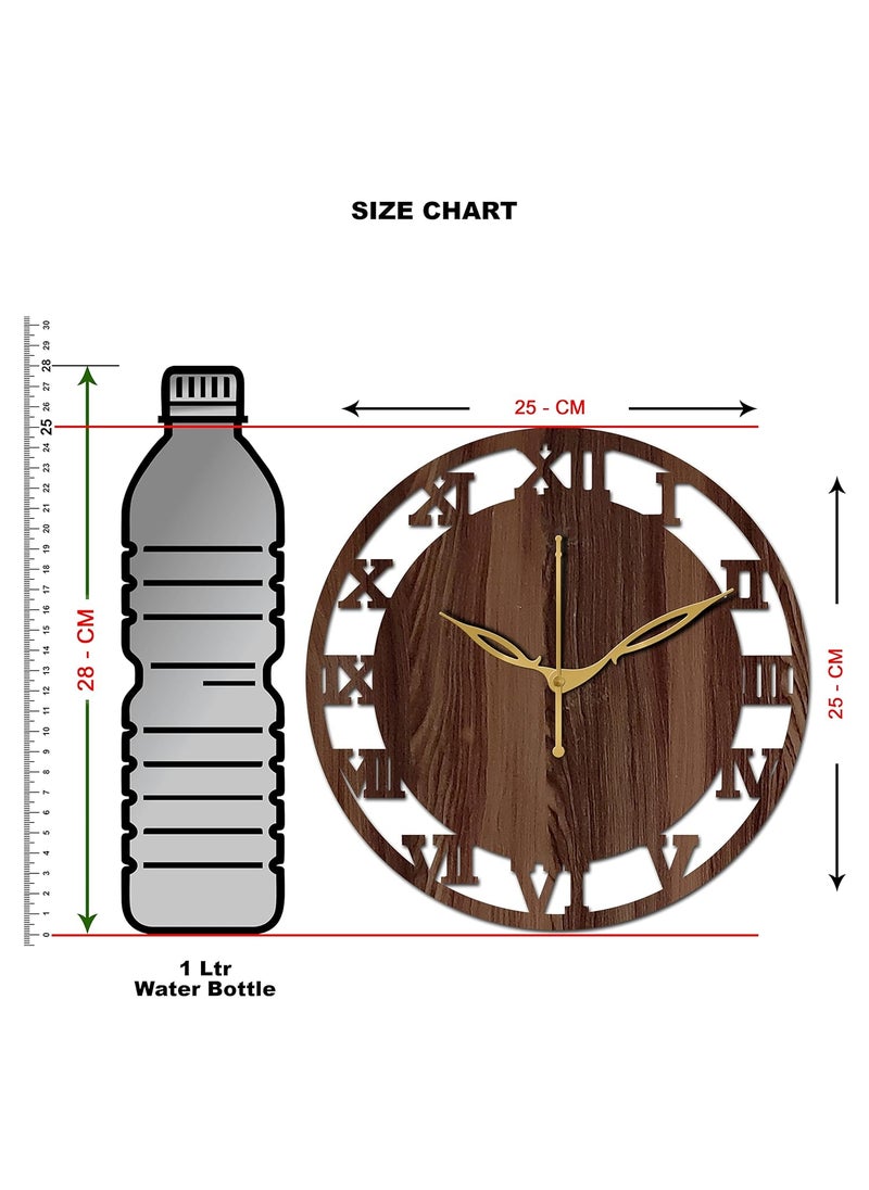 VPK Wooden Analog Round Wall Clock Small Size 10 Inch, 25 X 25 cm Wenge-06