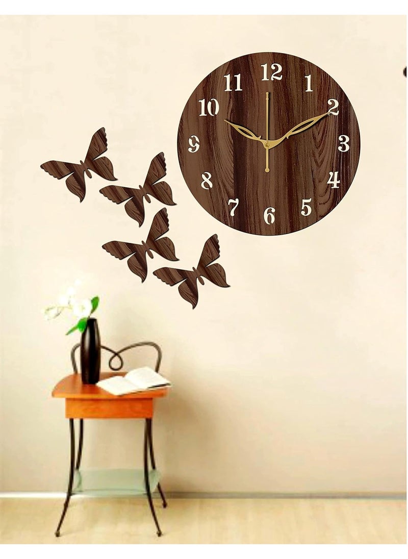 VPK MDF Wood Analog Round Wall Clock Small Size 10 Inch, 25 X 25 cm Wenge-01