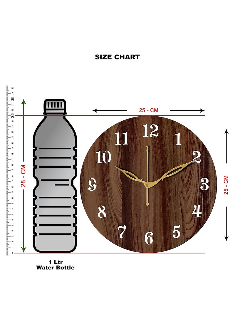 VPK MDF Wood Analog Round Wall Clock Small Size 10 Inch, 25 X 25 cm Wenge-01