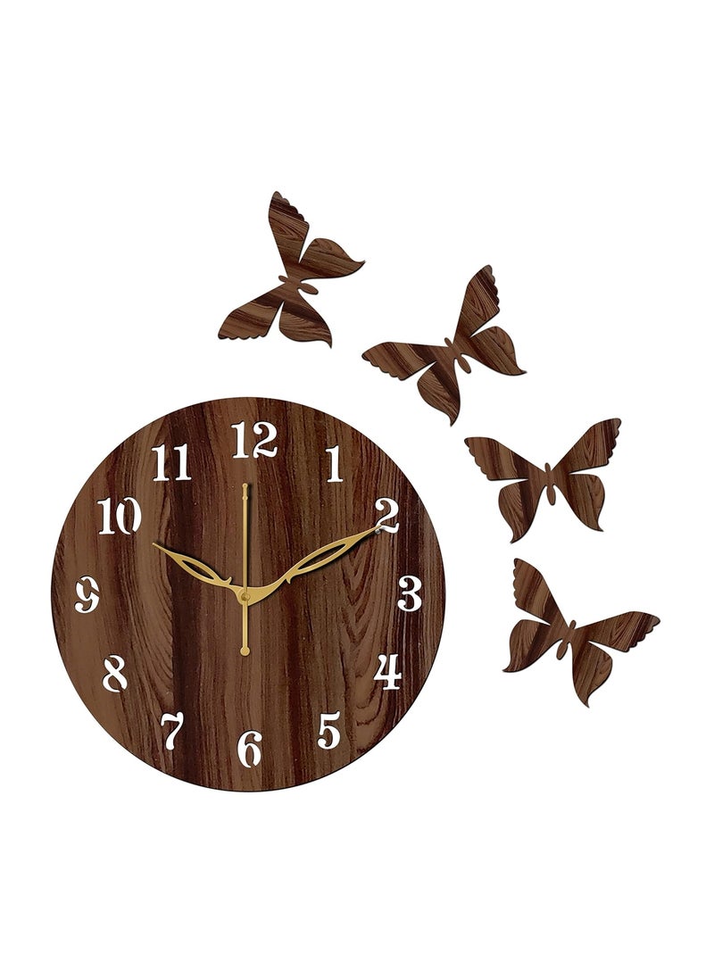 VPK MDF Wood Analog Round Wall Clock Small Size 10 Inch, 25 X 25 cm Wenge-01
