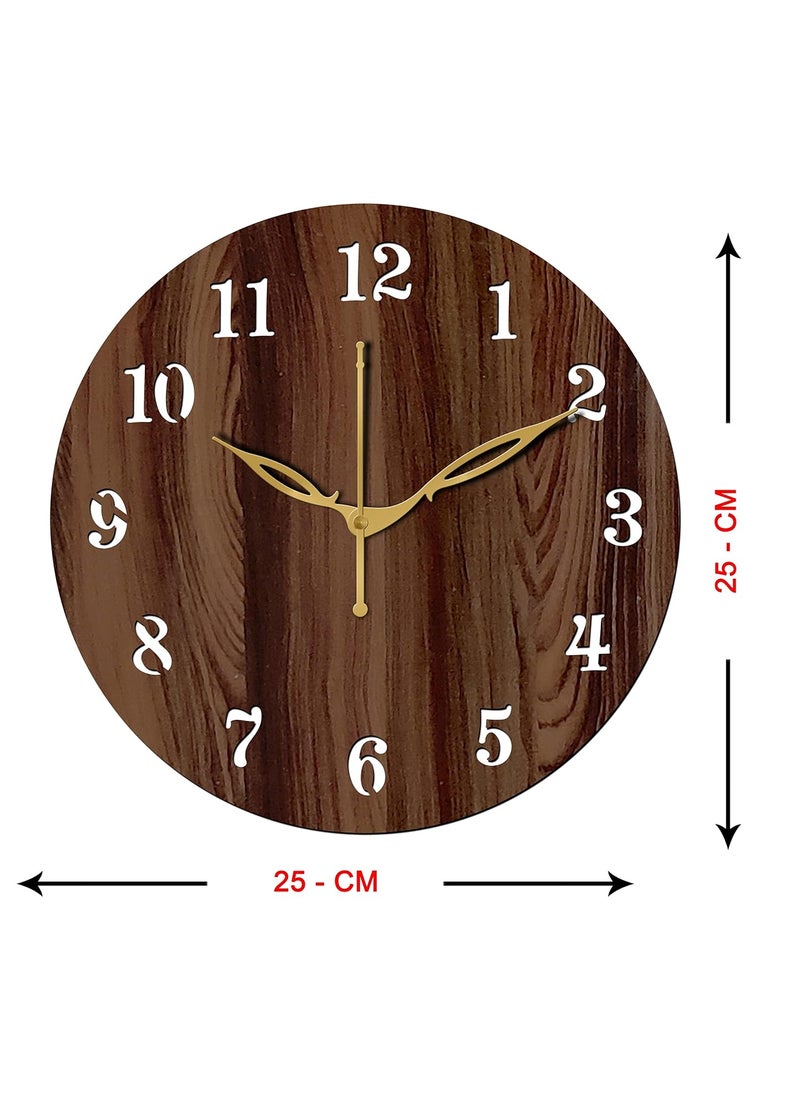 VPK MDF Wood Analog Round Wall Clock Small Size 10 Inch, 25 X 25 cm Wenge-01