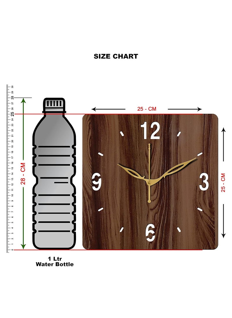 VPK MDF Wood Analog Square Wall Clock Small Size 10 Inch, 25 X 25 cm Wenge-07