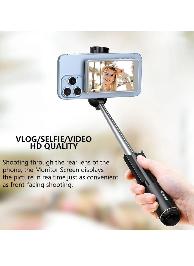 Vlog Selfie Monitor Screen for Smartphone Rear Camera -- 4-Inch Wireless Display with Magnetic Mount & Remote | Compatible with iPhone | Ideal for Vlogging, Live Streaming, Selfies & YouTube Content || Lightweight, Portable Monitor (White)