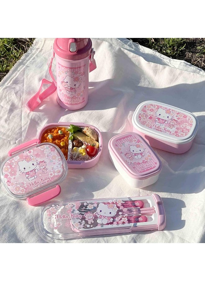 OSK CT-20 Hello Kitty Cutlery Set, Sakura, Pull, Trio, Chopsticks, Spoon, Fork, Made in Japan, Sliding, Dishwasher Safe, Easy to Use, For Girls, Children, Elementary School Students