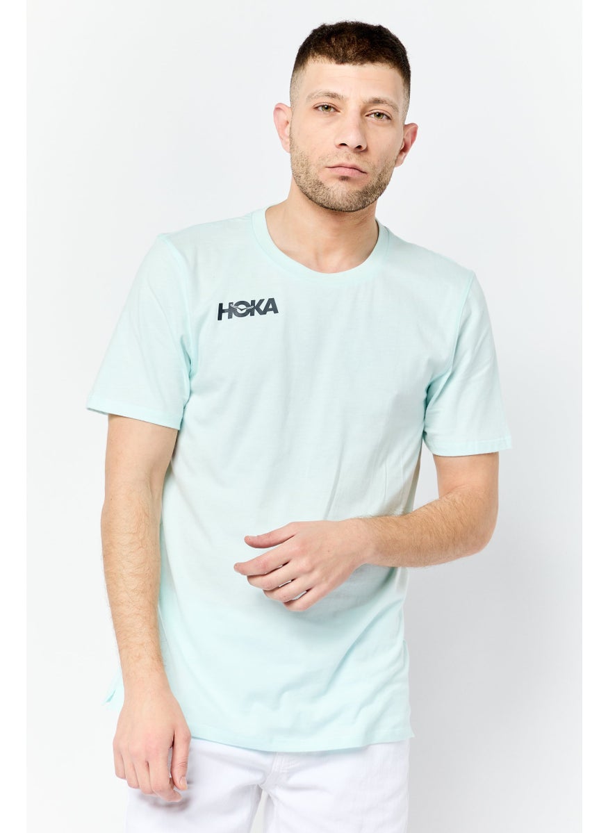 Men Sportswear Fit Short Sleeve Outdoor T-Shirt, Light Turquoise