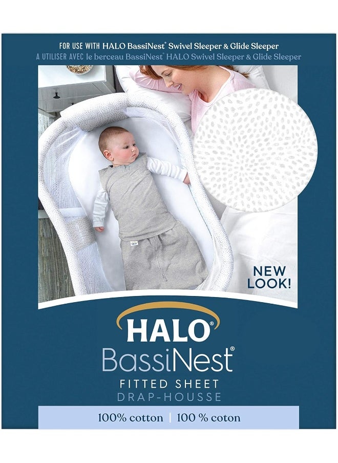 HALO Bassinest Fitted Sheet – Soft Fitted Bassinet Sheet for Baby – 30” x 16” Pre-Shrunk 100% Cotton Crib Sheet – Breathable Bedtime Sheet for Babies, Pebble