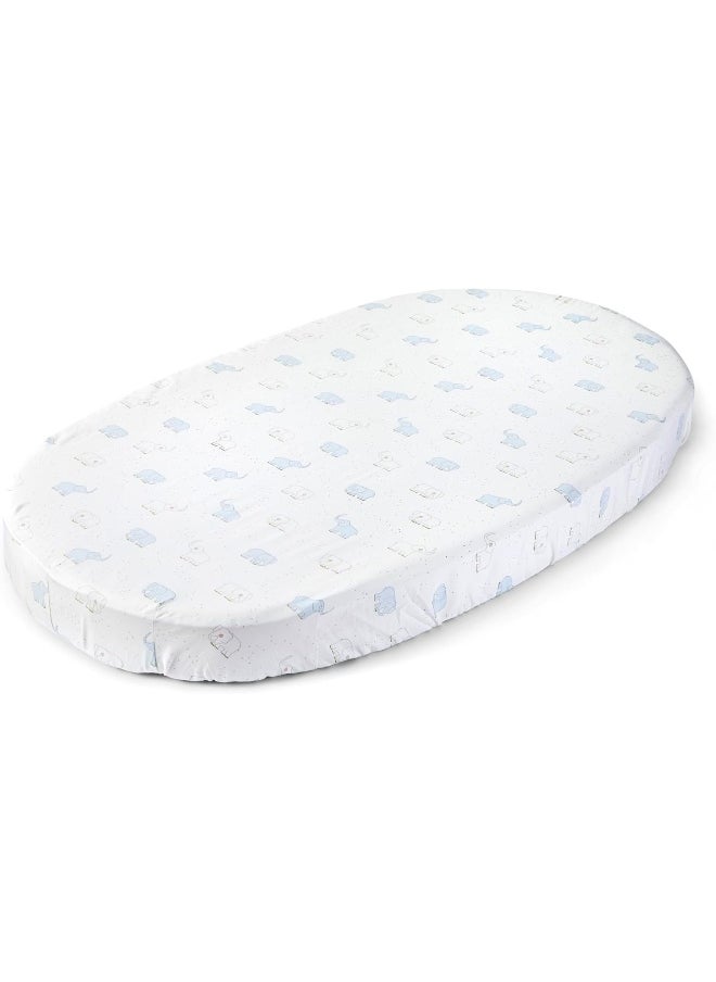 Stokke Sleepi Fitted Sheet by Pehr V2, Elephant - Not Compatible with Sleepi Bed Mattress Made After August 2022-100% Cotton