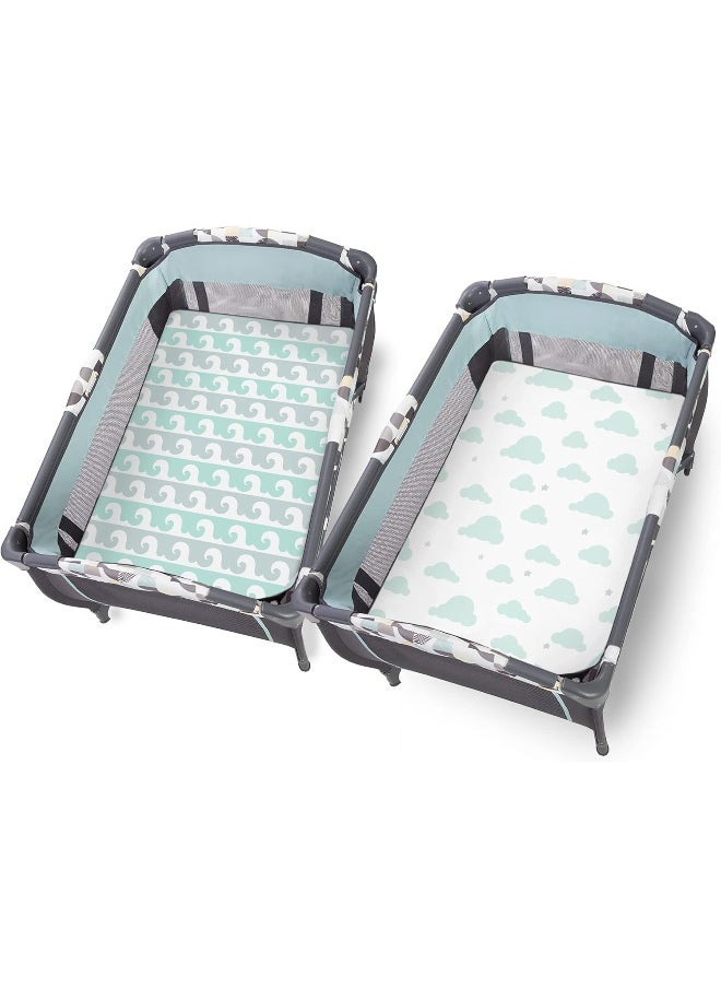 Cambria Baby 2 Pack 100% Organic Cotton Fitted Sheets for Pack 'n Play and Other Portable/Mini Cribs