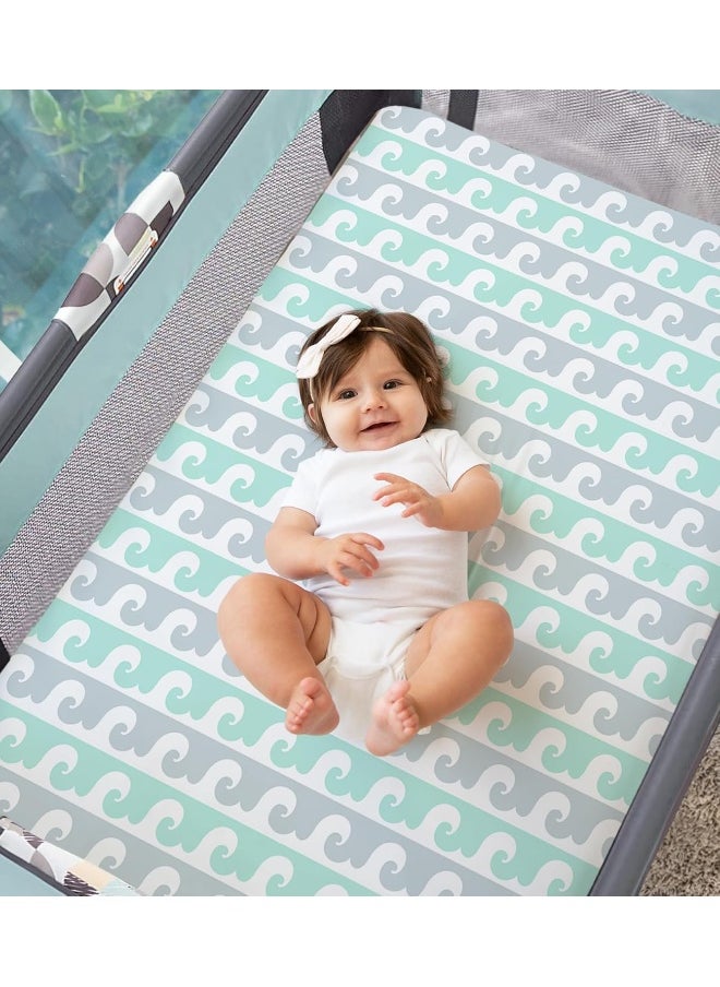 Cambria Baby 2 Pack 100% Organic Cotton Fitted Sheets for Pack 'n Play and Other Portable/Mini Cribs
