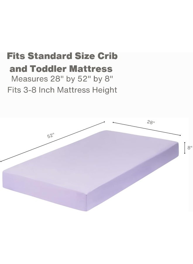 Everyday Kids 2-Pack Fitted Crib Sheets, 100% Soft Microfiber, Breathable and Hypoallergenic Baby Sheet, Fits Standard Size Crib Mattress 28in x 52in, Lavender Nursery Sheet and Pink Nursery Sheet