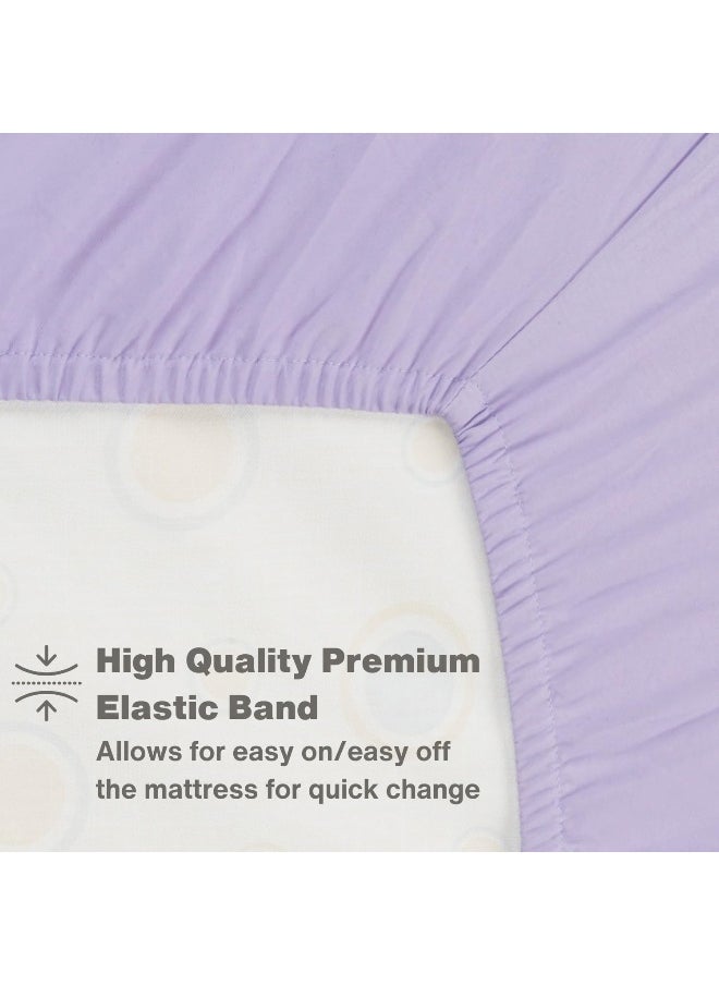 Everyday Kids 2-Pack Fitted Crib Sheets, 100% Soft Microfiber, Breathable and Hypoallergenic Baby Sheet, Fits Standard Size Crib Mattress 28in x 52in, Lavender Nursery Sheet and Pink Nursery Sheet