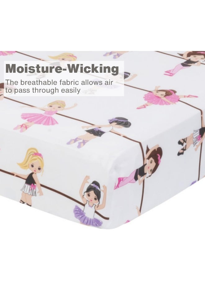EVERYDAY KIDS Baby Girl Fitted Crib Sheet Born to Dance Ballerina