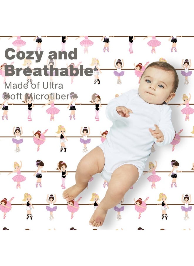EVERYDAY KIDS Baby Girl Fitted Crib Sheet Born to Dance Ballerina