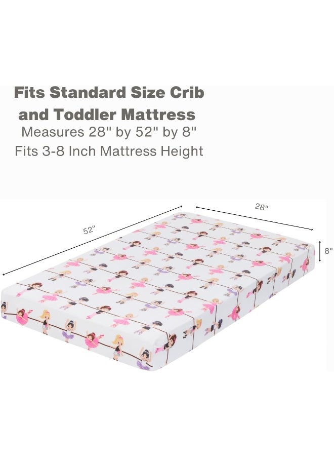 EVERYDAY KIDS Baby Girl Fitted Crib Sheet Born to Dance Ballerina
