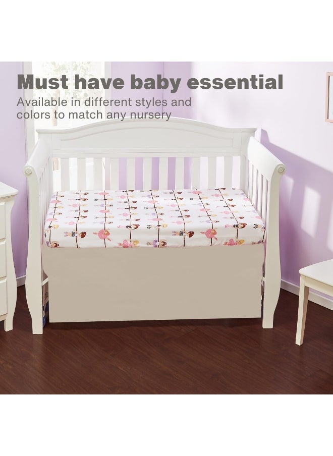EVERYDAY KIDS Baby Girl Fitted Crib Sheet Born to Dance Ballerina
