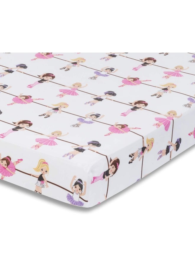 EVERYDAY KIDS Baby Girl Fitted Crib Sheet Born to Dance Ballerina