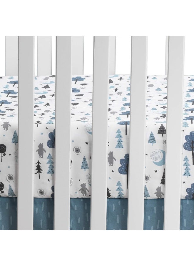 Lambs & Ivy Forever Pooh 3Piece Baby Crib Bedding Set, Blue