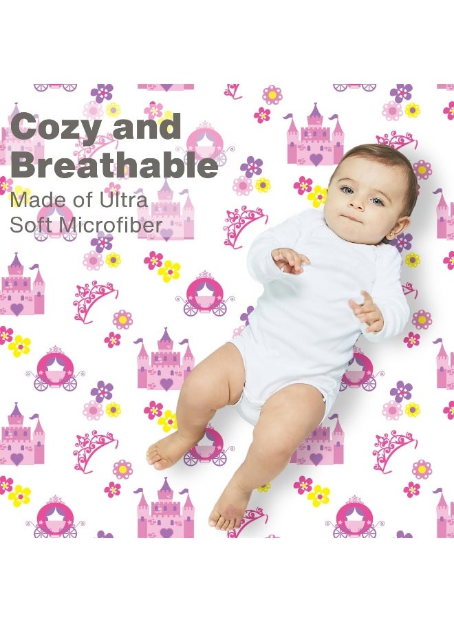 EVERYDAY KIDS Baby Girl Fitted Crib Sheet Princess Storyland