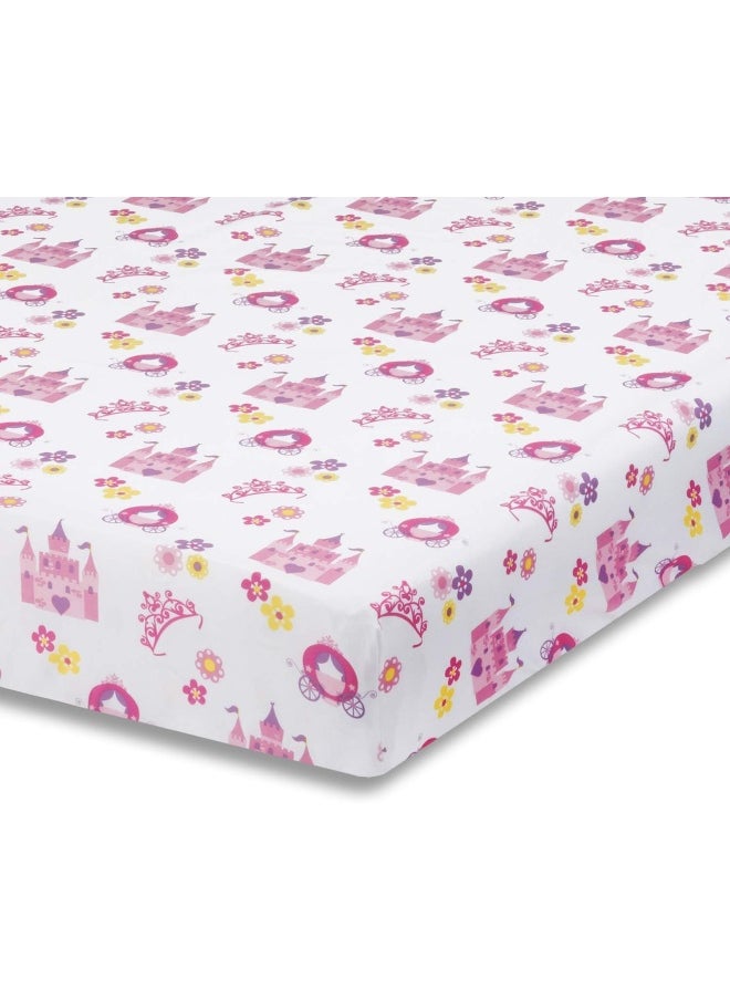 EVERYDAY KIDS Baby Girl Fitted Crib Sheet Princess Storyland