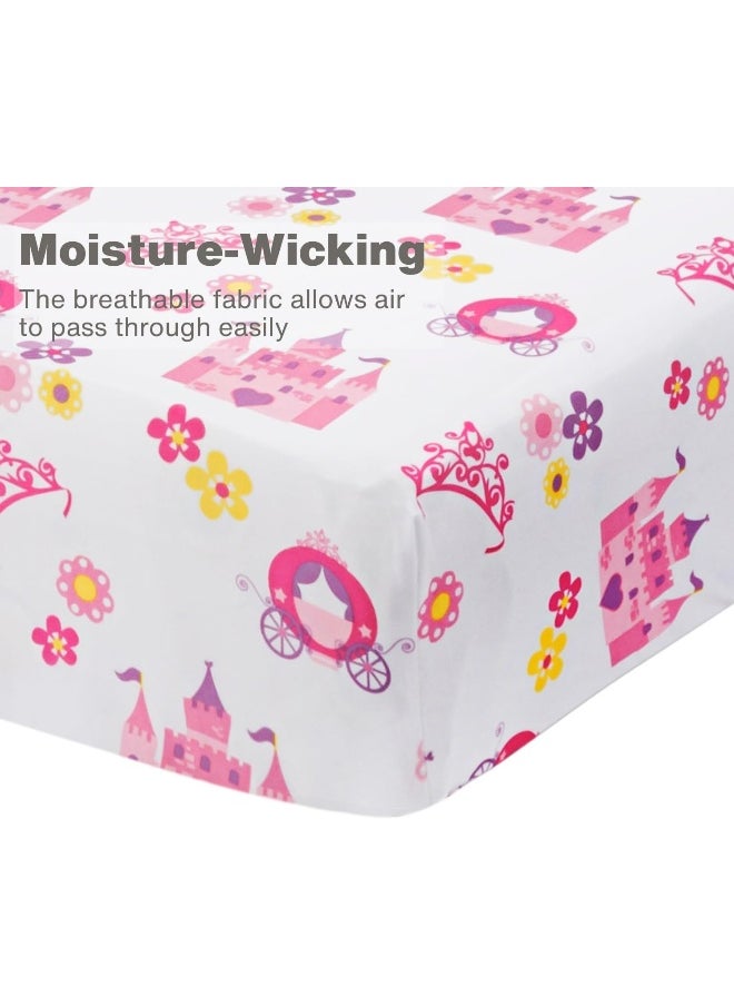 EVERYDAY KIDS Baby Girl Fitted Crib Sheet Princess Storyland