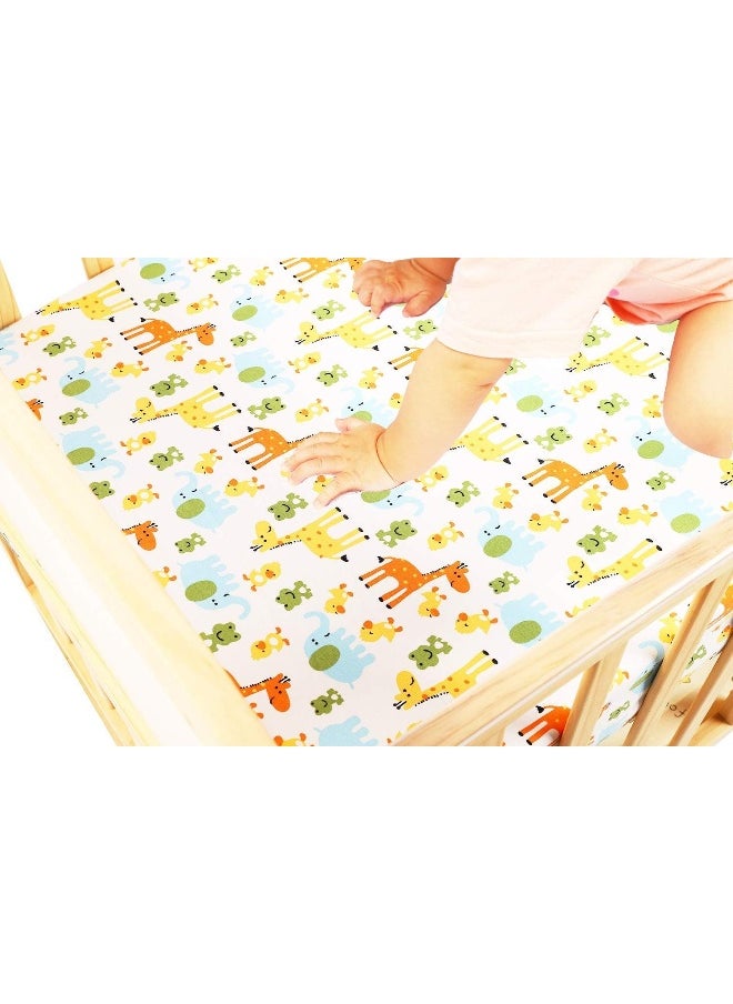 Dinosaur Pack n Play Stretchy Fitted Playard Sheet Set 2 Pack Jersey Knit Ultra Soft Portable Mini Crib Sheets for Baby Boy Girl Elephant Giraffe Frogs