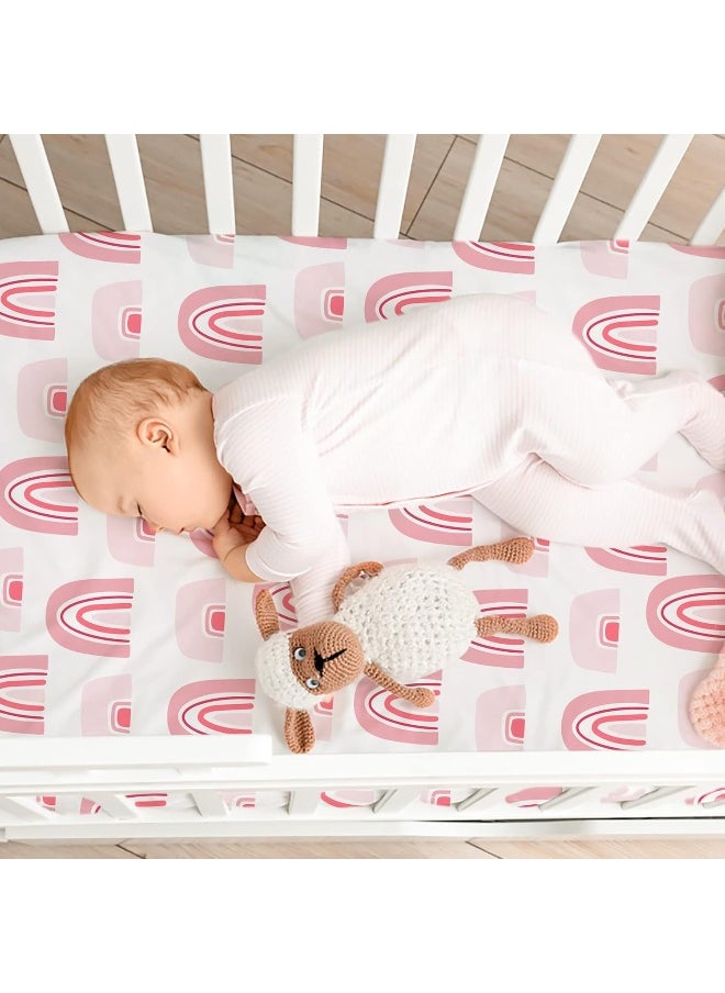 Gllquen Baby Bassinet Sheets 4 Pack, Breathable Cozy Fitted Mattress Sheet, Elastic Travel Crib Fashionable Floral Pattern, Standard Cradle Safe Sheets for Baby Boy Girls 32