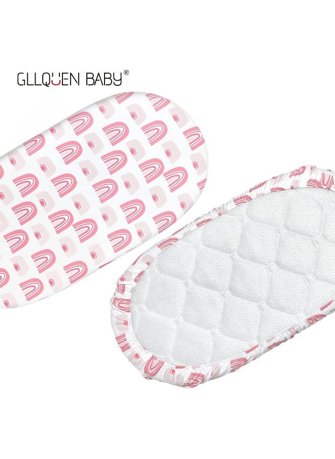 Gllquen Baby Bassinet Sheets 4 Pack, Breathable Cozy Fitted Mattress Sheet, Elastic Travel Crib Fashionable Floral Pattern, Standard Cradle Safe Sheets for Baby Boy Girls 32