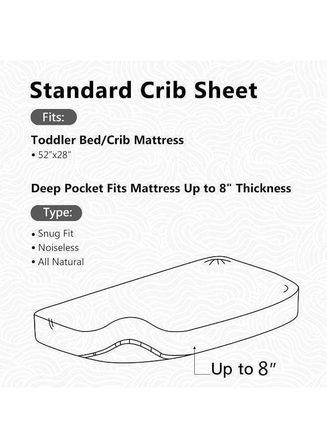 TILLYOU Printed Floral Crib Sheets Set, 100% Egyptian Cotton Toddler Sheet Set for Baby Girls, Soft Breathable Hypoallergenic, 28