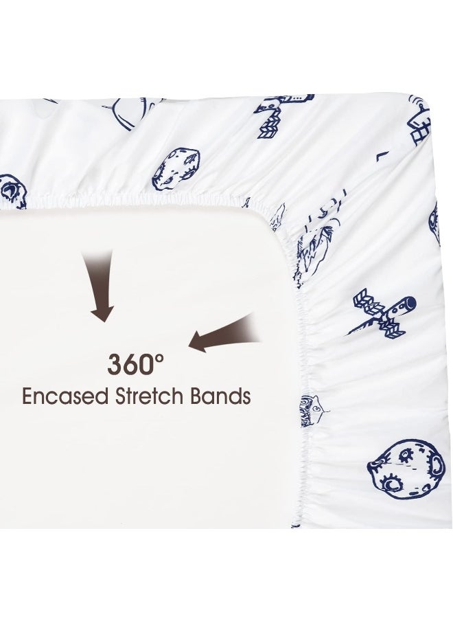 PHF Soft Bassinet Sheet Set, 2 Pack Silky Comfy Breathable Cradle Sheets for Baby Boys Girls, Universal Fit for Most Cradle and Bassinet Mattress, Space