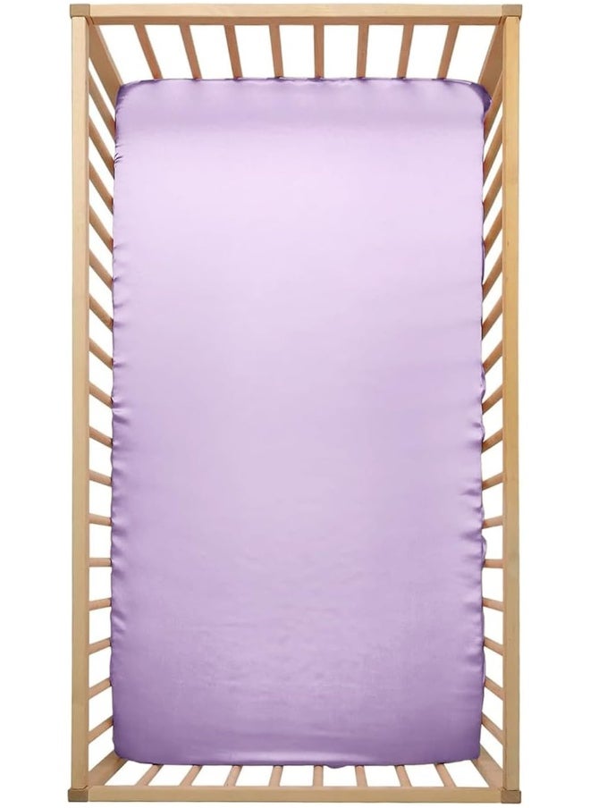 Pro Goleem Satin Soft Crib Sheet Great for Baby with Sensitive Hair Silky Baby Mattress Sheet Lavender Unisex 52’’x28’’x8’’ Fitted Sheet