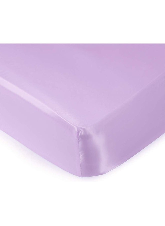 Pro Goleem Satin Soft Crib Sheet Great for Baby with Sensitive Hair Silky Baby Mattress Sheet Lavender Unisex 52’’x28’’x8’’ Fitted Sheet
