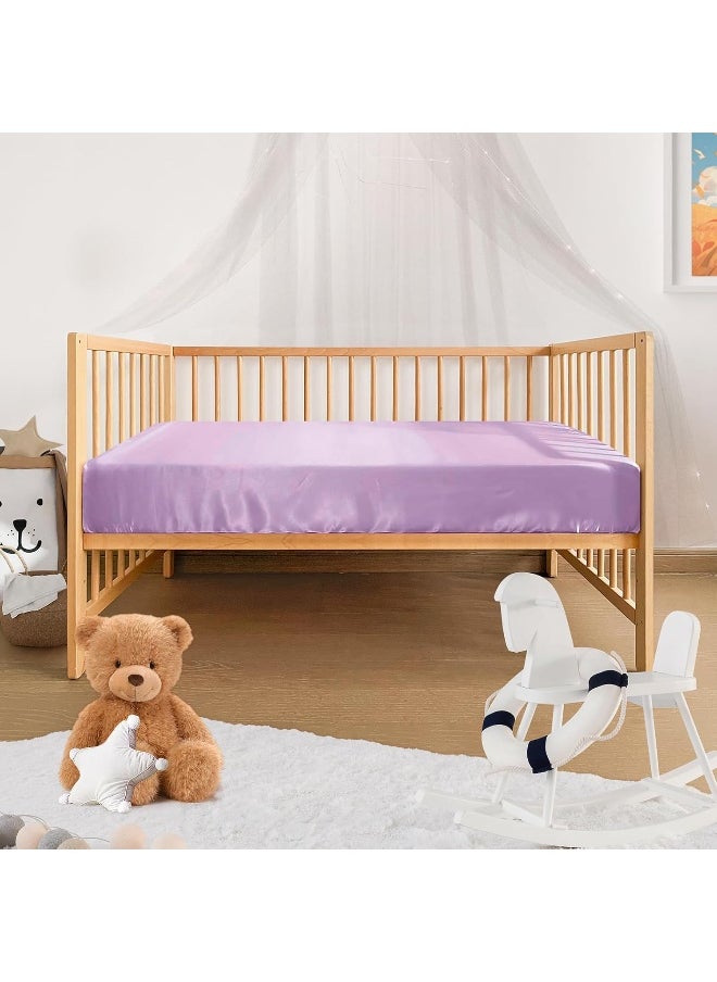 Pro Goleem Satin Soft Crib Sheet Great for Baby with Sensitive Hair Silky Baby Mattress Sheet Lavender Unisex 52’’x28’’x8’’ Fitted Sheet