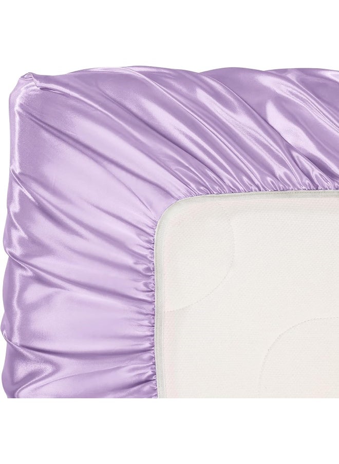 Pro Goleem Satin Soft Crib Sheet Great for Baby with Sensitive Hair Silky Baby Mattress Sheet Lavender Unisex 52’’x28’’x8’’ Fitted Sheet