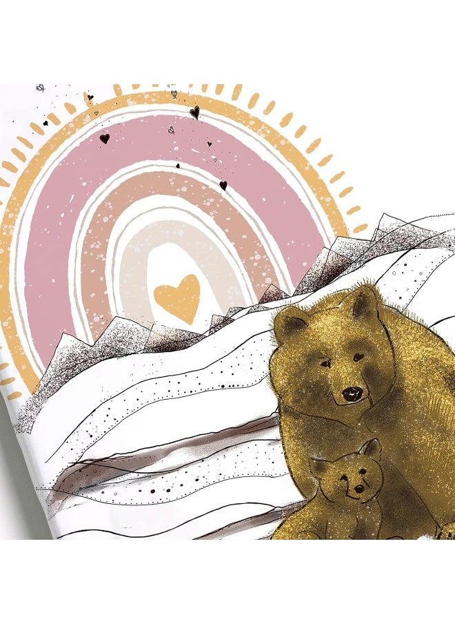 JumpOff Jo - Fitted Mini Crib Sheet for Portable Crib, Playard, and Playpen Mattresses and Mats, Super Soft 100% Cotton, 24 in. x 38 in. - Rainbow Bears