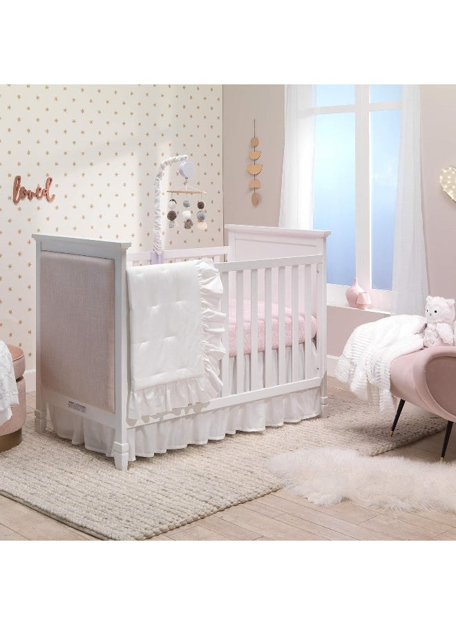 Lambs & Ivy Signature White Cotton Voile Ruffled Crib Skirt