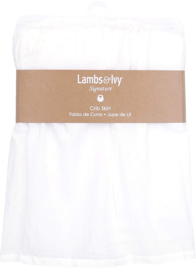 Lambs & Ivy Signature White Cotton Voile Ruffled Crib Skirt